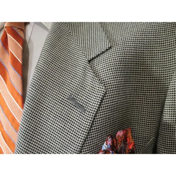 MANZETTI Black White 44R Patch Pocket Sport Coat - Picture 3 of 9